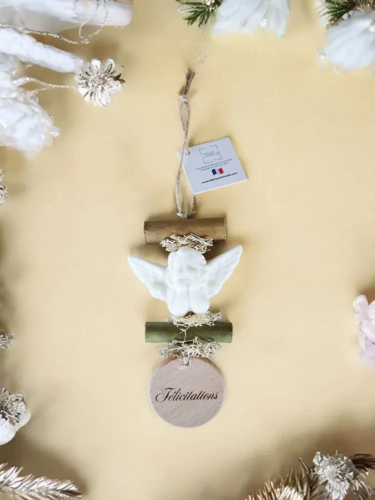 Savons - Tresse 1 Savon Ange Bergamote avec Rond Bois "Félicitations" - FABRIQUE LOMAELLE