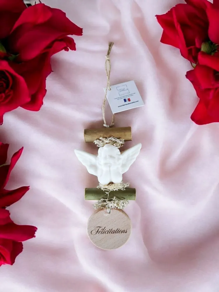 Savons - Tresse 1 Savon Ange Bergamote avec Rond Bois "Félicitations" - FABRIQUE LOMAELLE