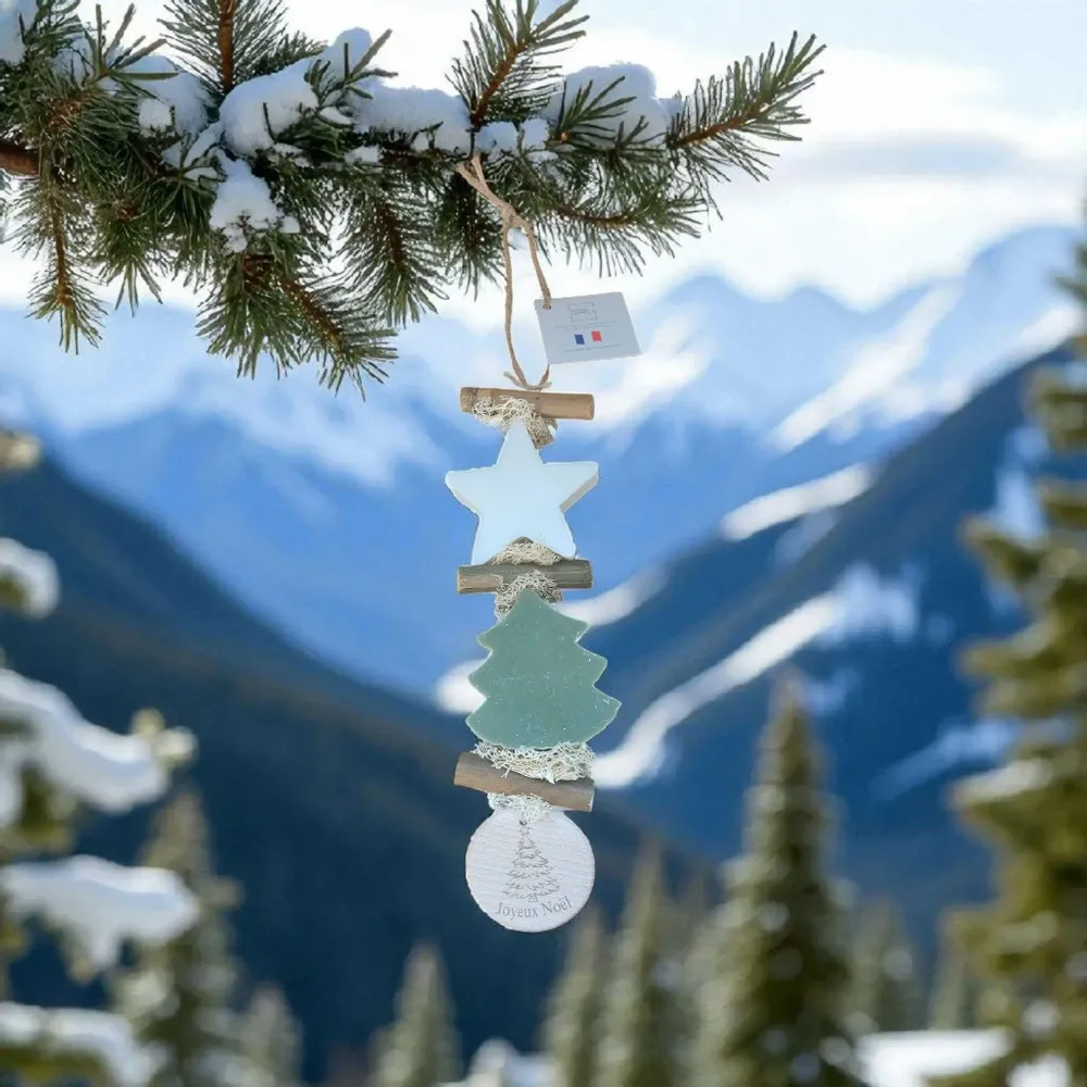 Savons - Tresse 1 Savon Etoile Blanche Bergamote et 1 Savon Sapin Vert Cèdre et Rond Bois Gravé "Joyeux Noël" - FABRIQUE LOMAELLE