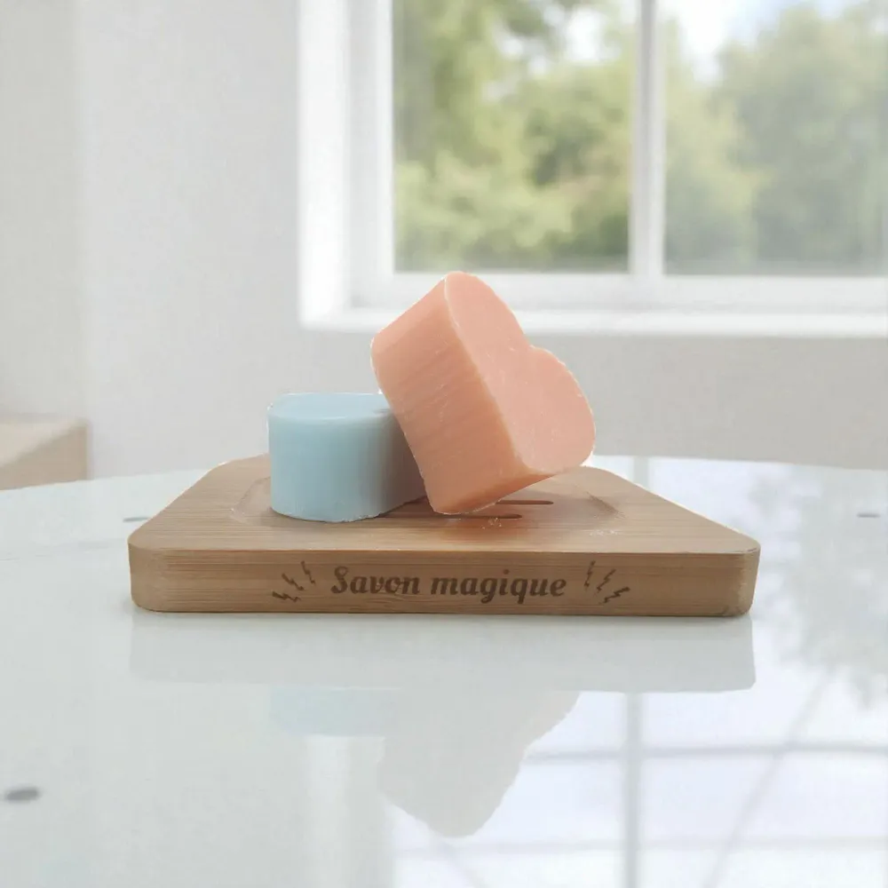 Soaps - Personalized Bamboo Soap Dish "Magic Soap" - FABRIQUE LOMAELLE