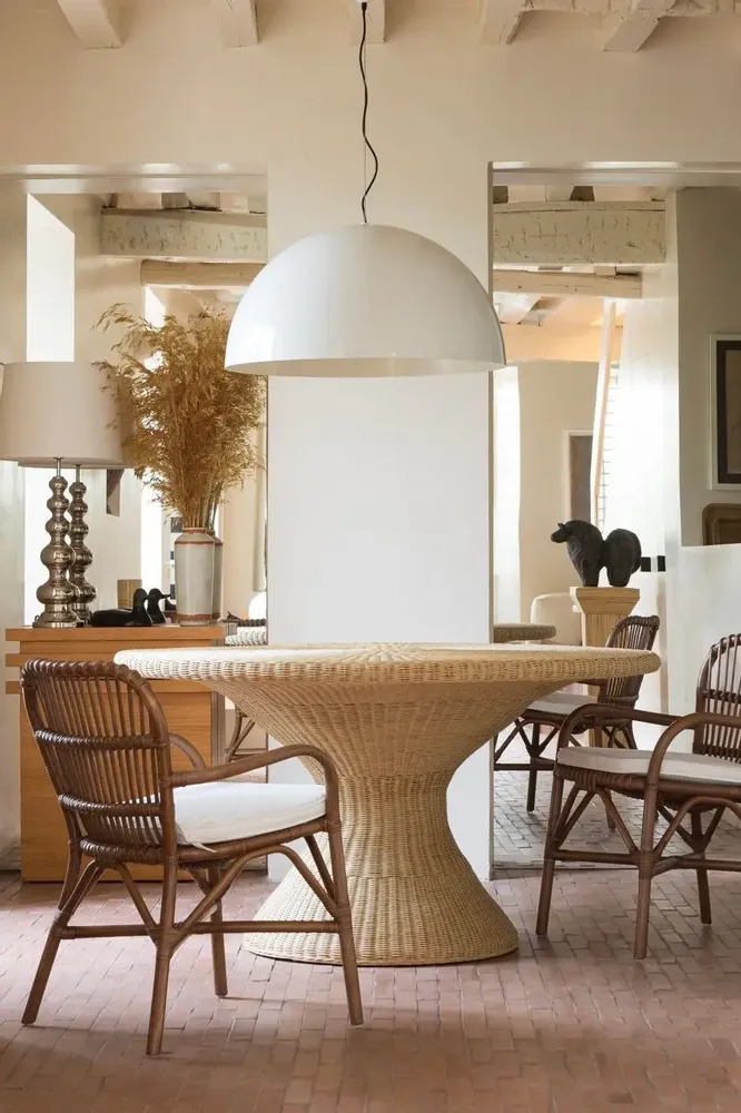 Dining Tables - RATTAN ROUND DINING TABLE OSLO NATURAL - MAHE HOMEWARE