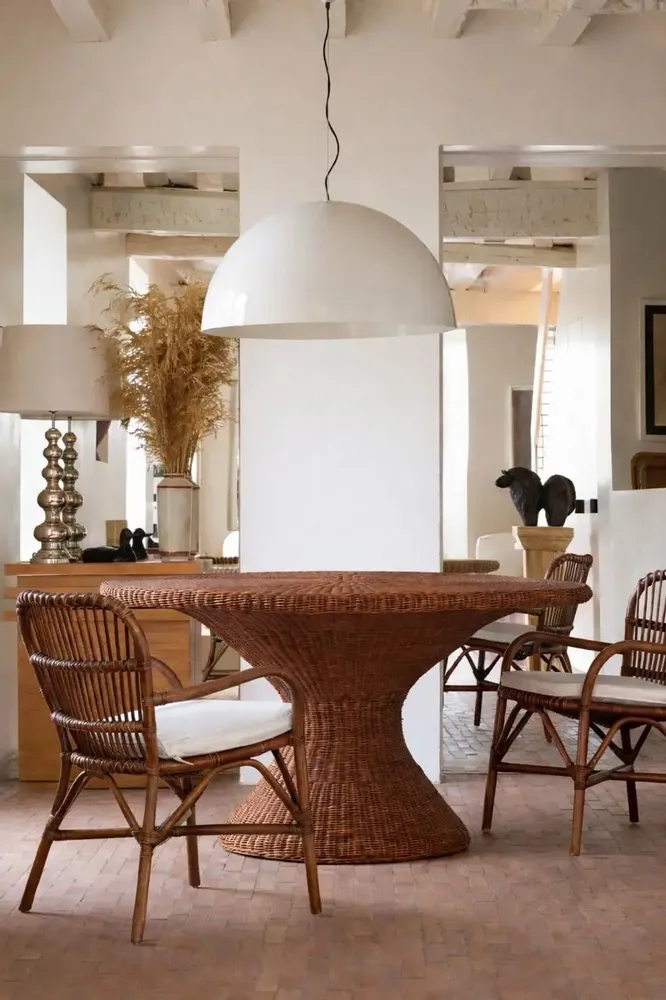 Dining Tables - RATTAN ROUND DINING TABLE OSLO NATURAL - MAHE HOMEWARE