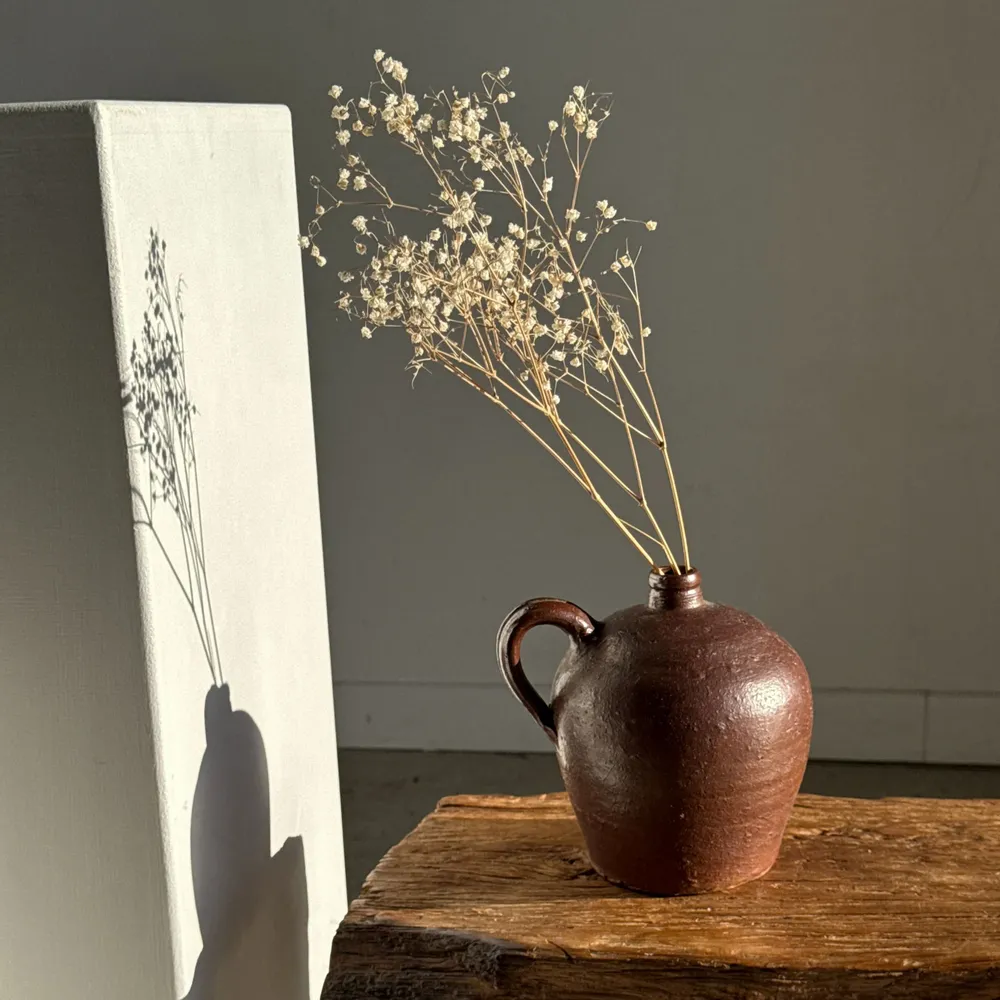 Vases - Jarre ronde en grès brun brillant H17 - OFFICE OBJETS