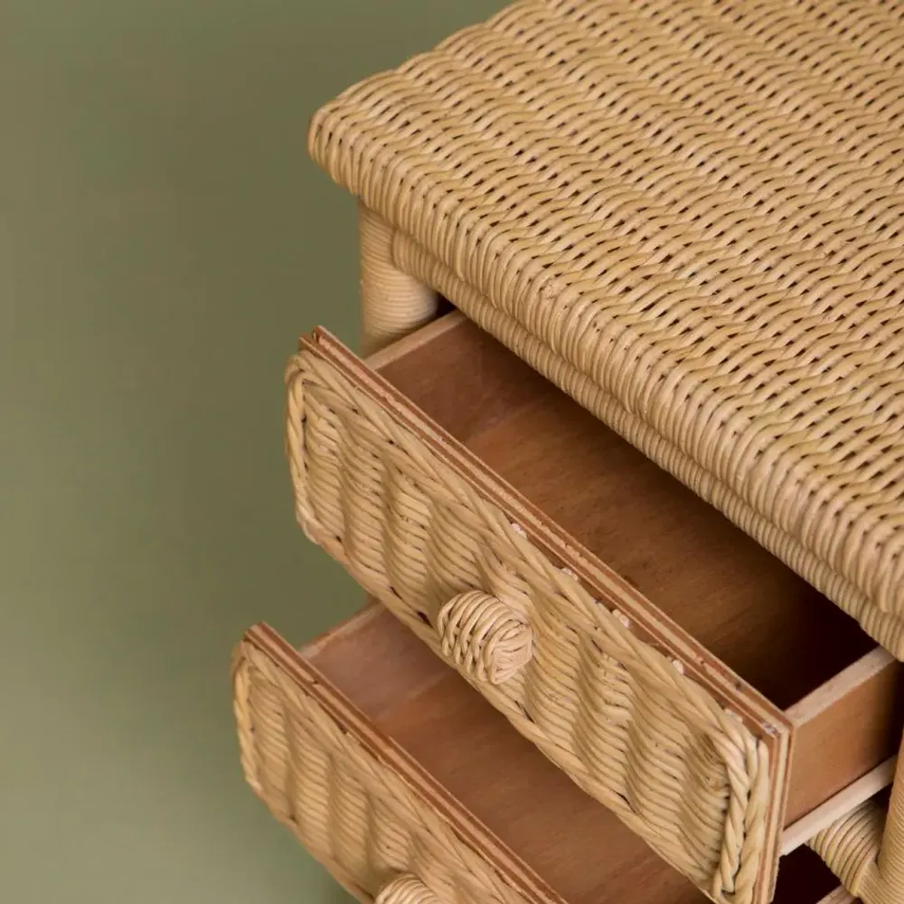 Tables de nuit - TABLE DE CHEVET EN ROTIN CAMILA NATUREL - MAHE HOMEWARE