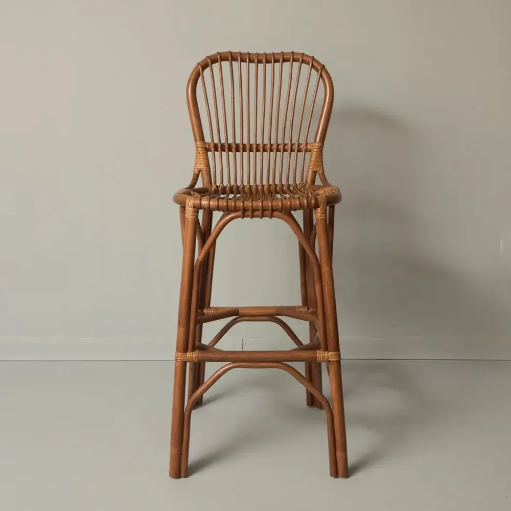 Chaises - TABOURET DE BAR EN ROTIN PHILIPPE MARRON - MAHE HOMEWARE