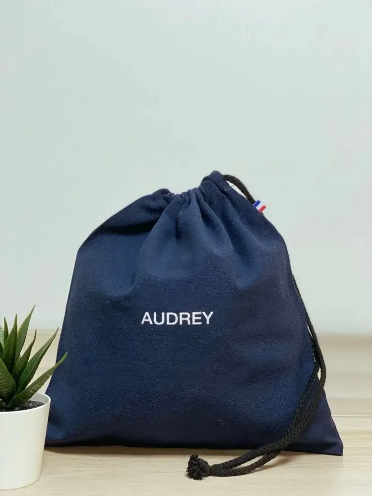 Bags and totes - 260g cotton drawstring pouch Made in France to customize – Audrey M - MEME BERNADETTE (FEEL-INDE)