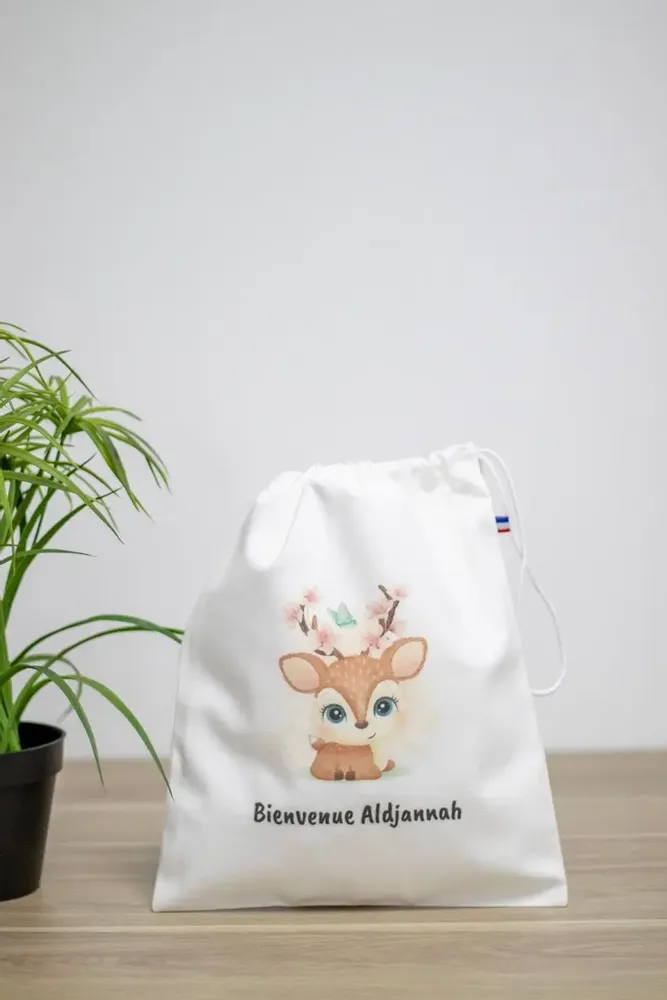 Bags and totes - 260g cotton drawstring pouch Made in France to customize – Audrey M - MEME BERNADETTE (FEEL-INDE)