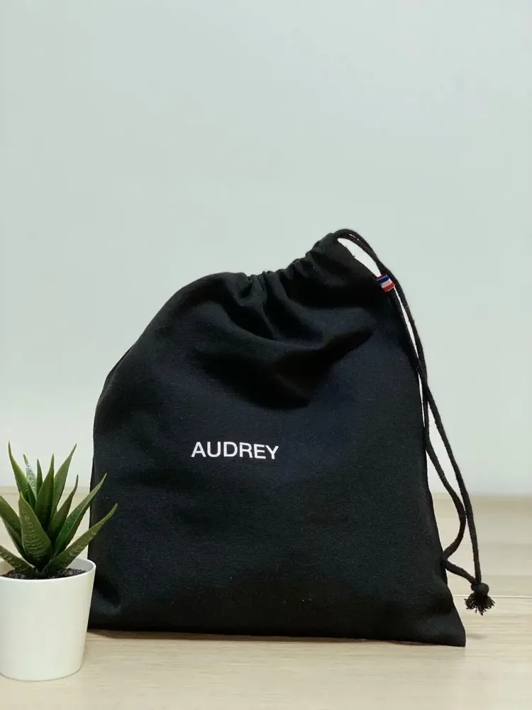 Bags and totes - 260g cotton drawstring pouch Made in France to customize – Audrey M - MEME BERNADETTE (FEEL-INDE)