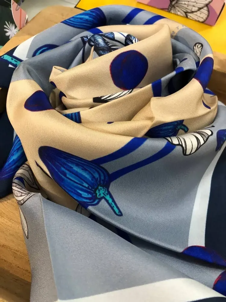 Scarves - scarf, Silk square 67, Pure silk, French creation and printing - KOUNTHEA RETH