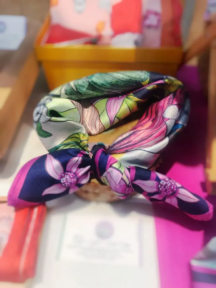 Scarves - satin scarf, French creation and printing - KOUNTHEA RETH