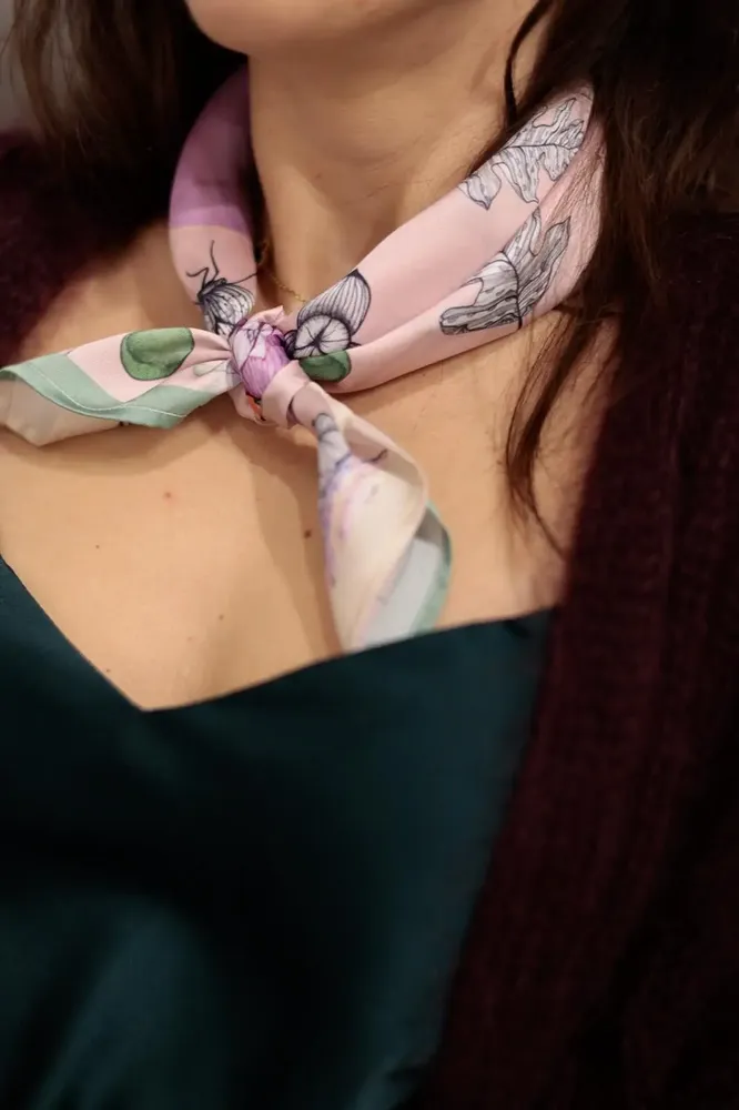 Scarves - satin scarf, French creation and printing - KOUNTHEA RETH