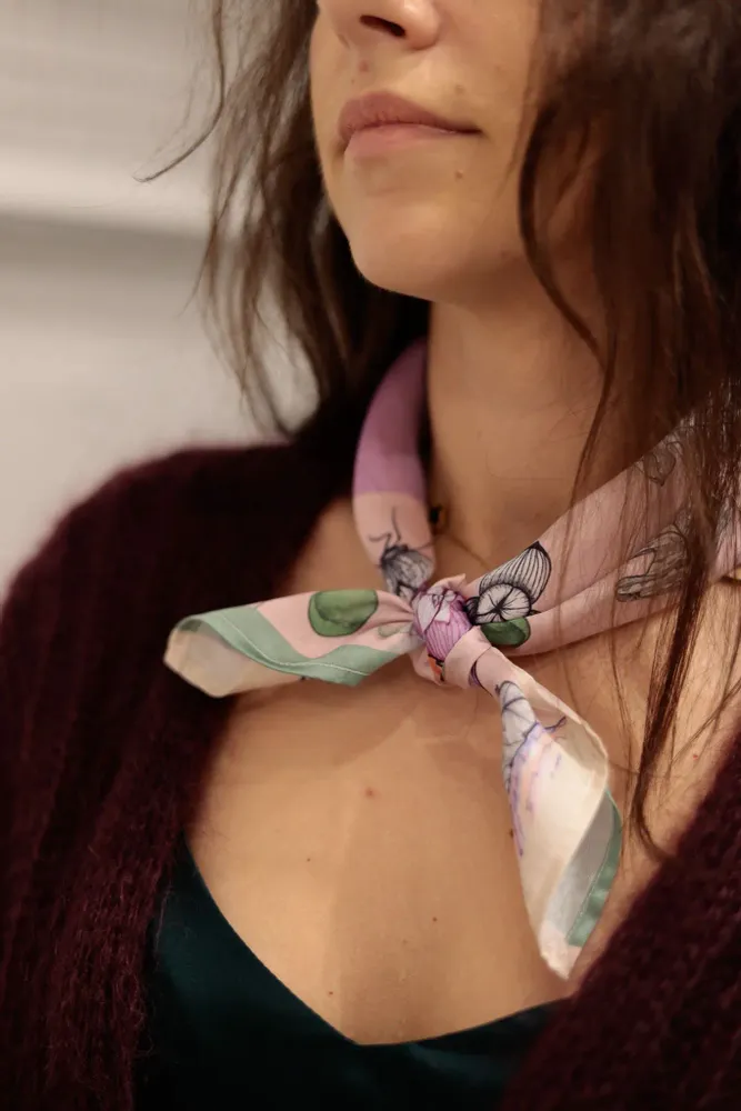 Scarves - satin scarf, French creation and printing - KOUNTHEA RETH