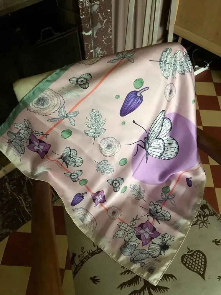 Scarves - satin scarf, French creation and printing - KOUNTHEA RETH