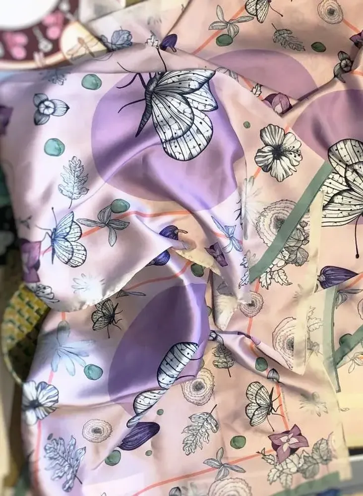 Scarves - satin scarf, French creation and printing - KOUNTHEA RETH