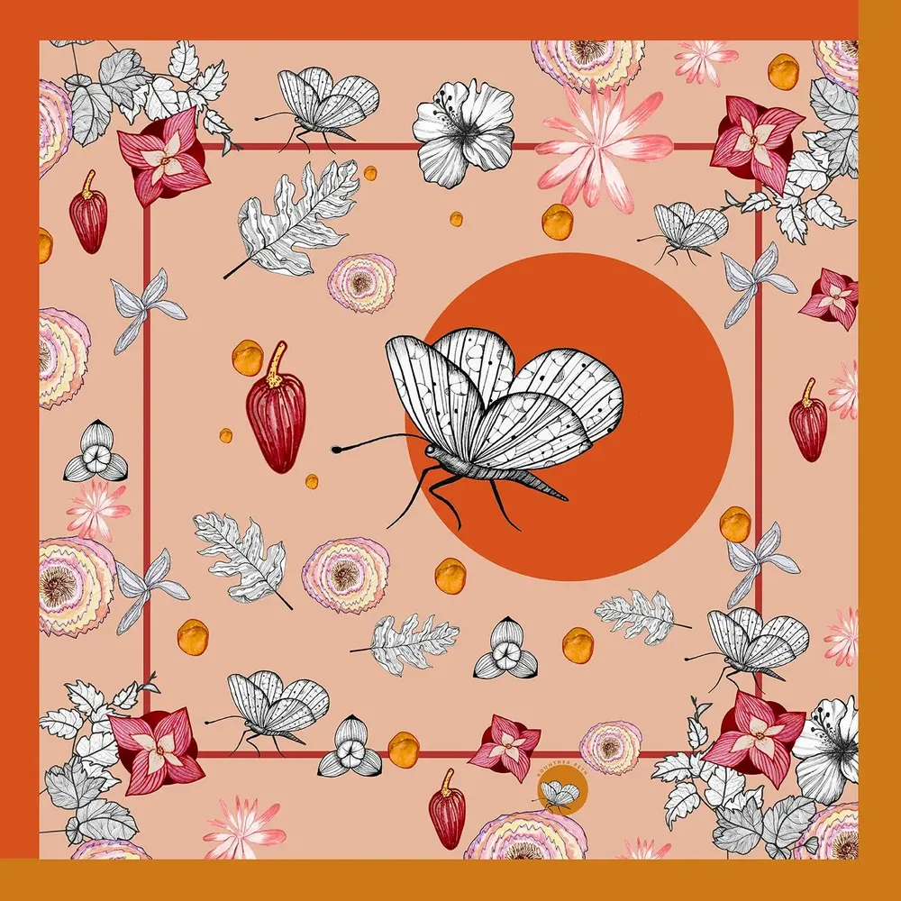 Scarves - Satin scarf, French creation and printing - KOUNTHEA RETH