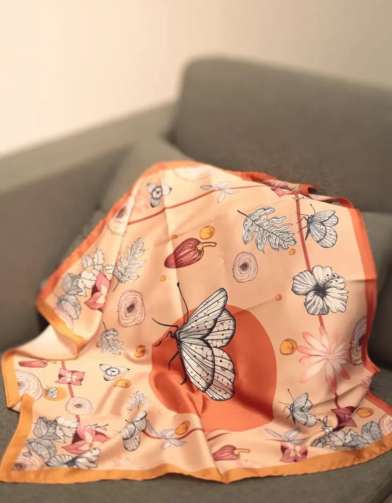 Scarves - Satin scarf, French creation and printing - KOUNTHEA RETH