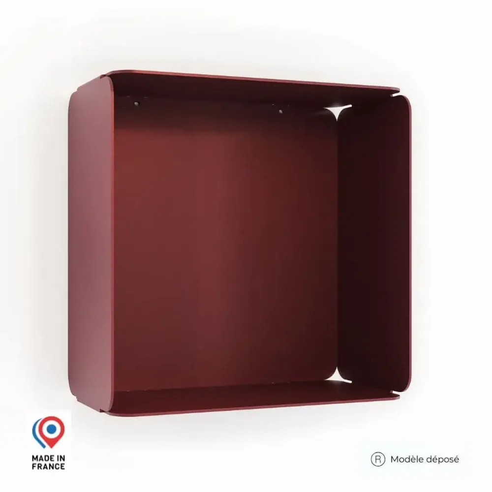 Shelves - CUBE WALL SHELF IN STEEL WITH AMETHYST BOTTOM - DECO-GEM