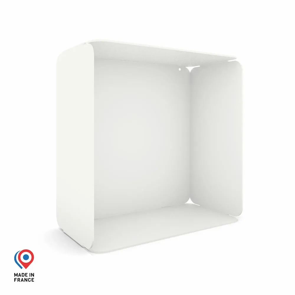 Shelves - CUBE WALL SHELF IN STEEL WITH AMETHYST BOTTOM - DECO-GEM