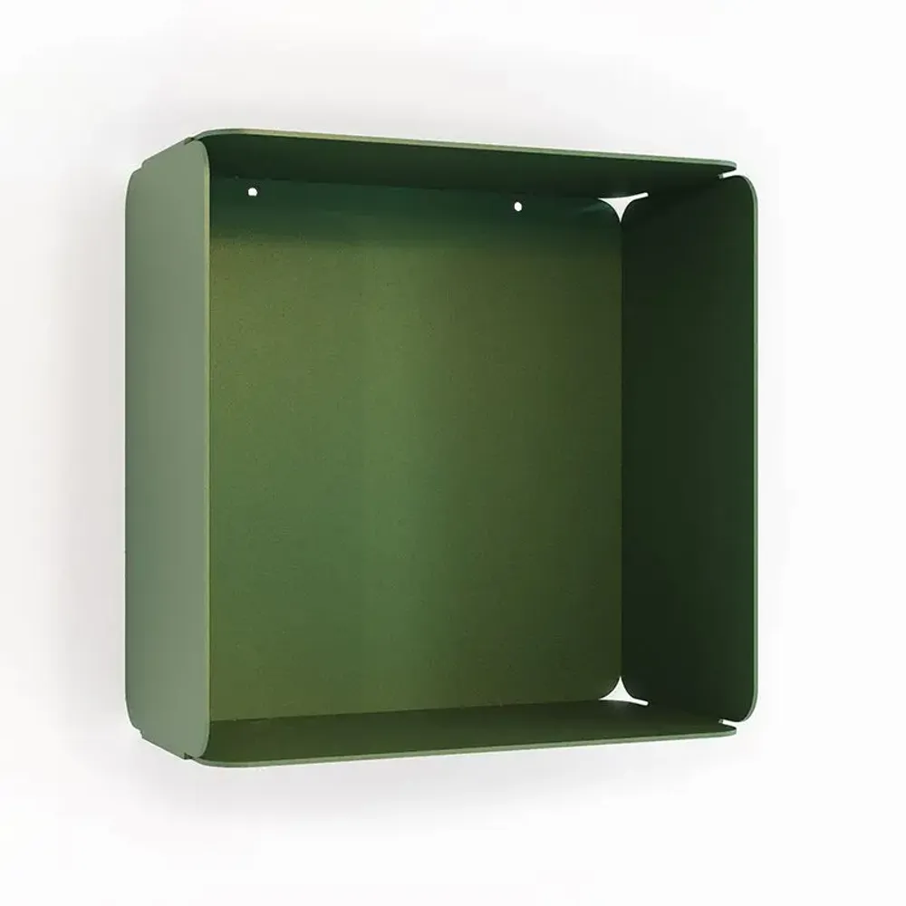 Shelves - CUBE WALL SHELF IN STEEL WITH AMETHYST BOTTOM - DECO-GEM