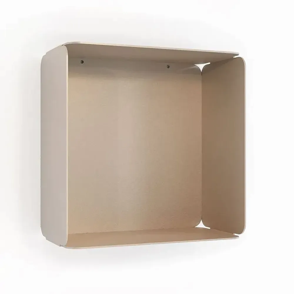 Shelves - CUBE WALL SHELF IN STEEL WITH AMETHYST BOTTOM - DECO-GEM