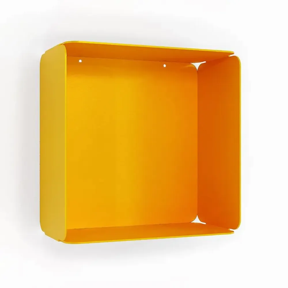 Shelves - CUBE WALL SHELF IN STEEL WITH AMETHYST BOTTOM - DECO-GEM