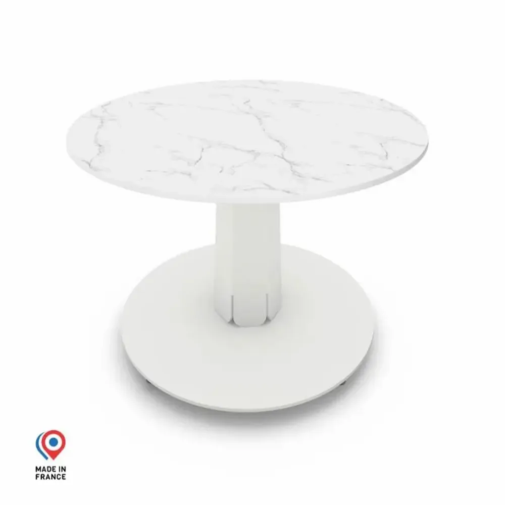 Coffee tables - ROUND COFFEE TABLE WITH SWAN MARBLE DECOR - DECO-GEM