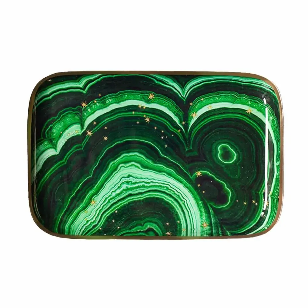 Trays - Malachite enamelled tray - PARADISIO IMAGINARIUM