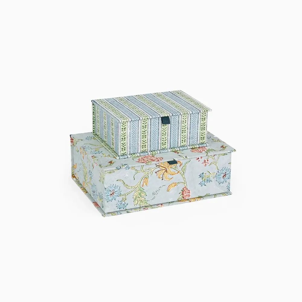 Decorative objects - BLOCK-PRINTED KEEPSAKE BOX - SKY VANA - CRAFT BOAT