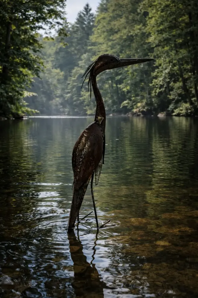 Accessoires de déco extérieure - Sculpture Métal Recyclé Héron 115cm - TERRE SAUVAGE