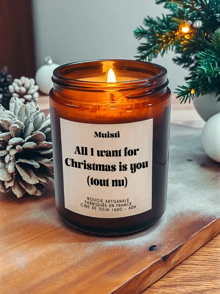 Objets de décoration - Bougie Parfumée - All I want for Christmas is you (tout nu) - Musc blanc – 160g - MUISTI