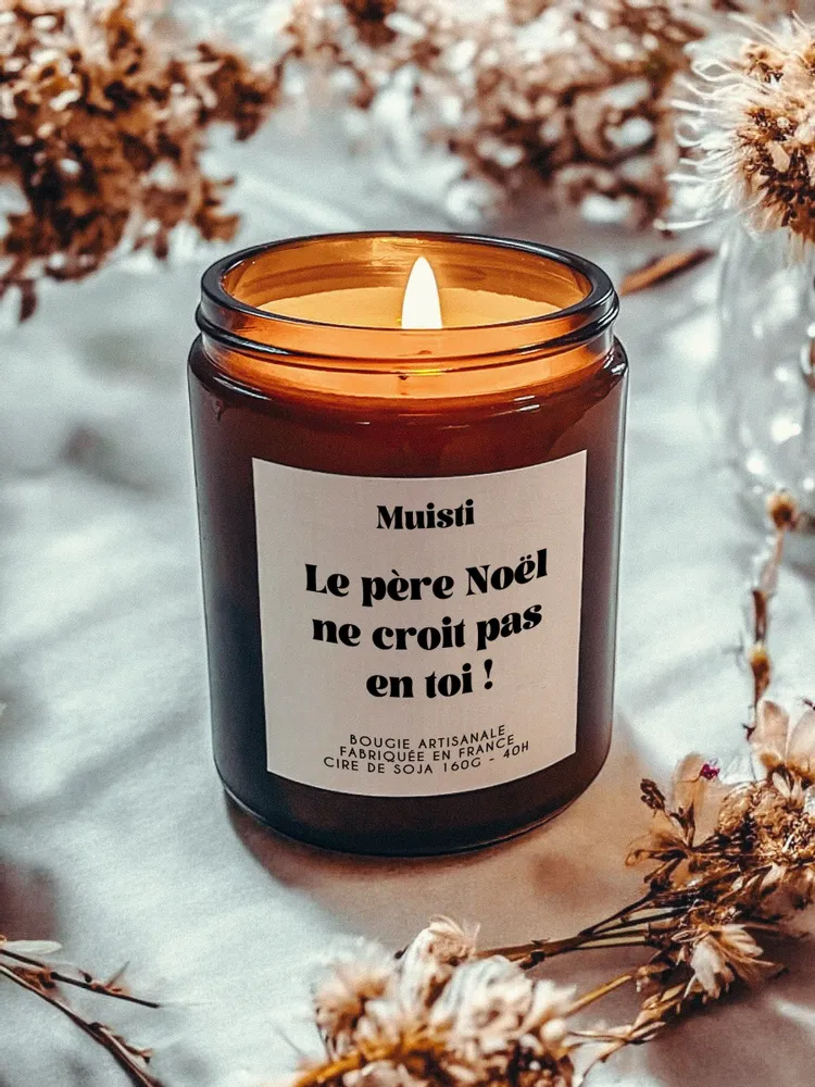 Objets de décoration - Bougie Parfumée - Le père Noël ne croit pas en toi - Musc blanc – 160g - MUISTI