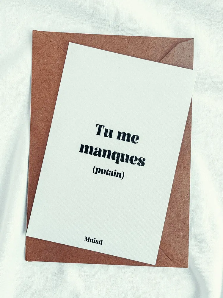 Carterie - Carte postale message - Tu me manques – Format 10x15cm - MUISTI