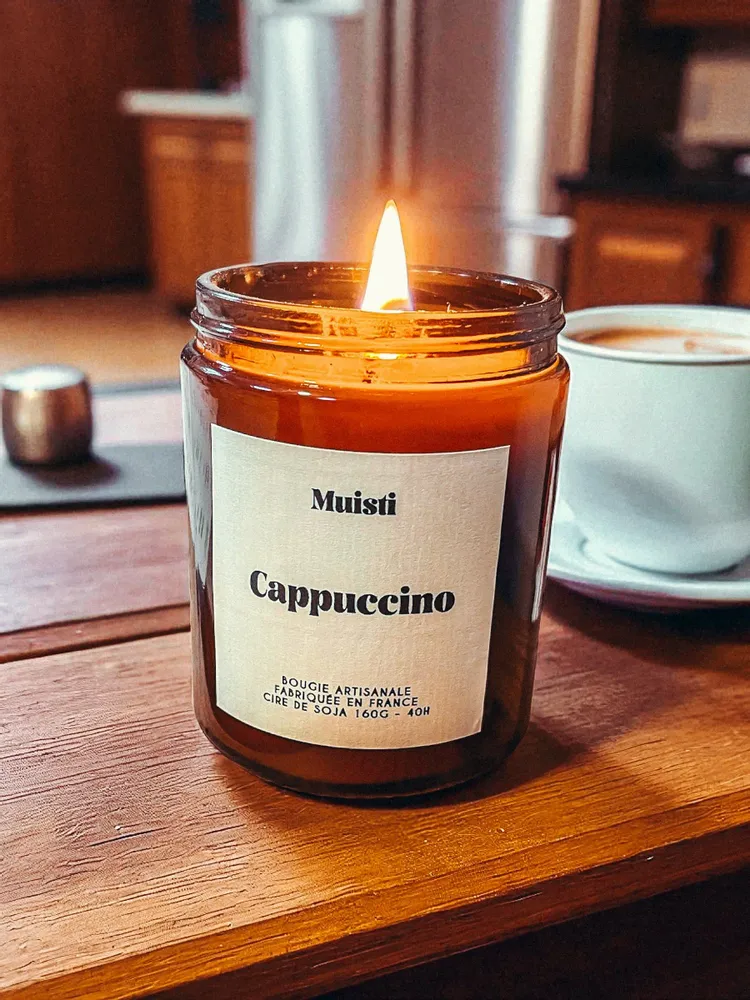 Carterie - Bougie Parfumée Cappuccino – Cire de soja – 160g - MUISTI