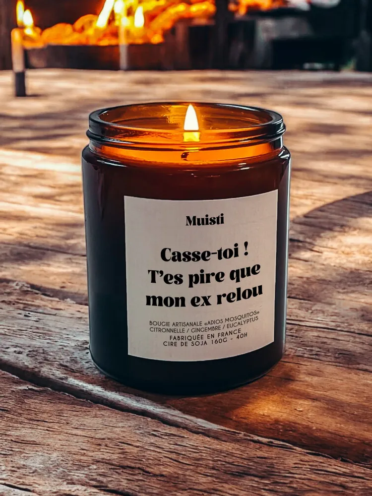 Objets de décoration - Bougie Anti-moustiques - Casse-toi ! T'es pire que mon ex relou – Citronnelle – 160g - MUISTI