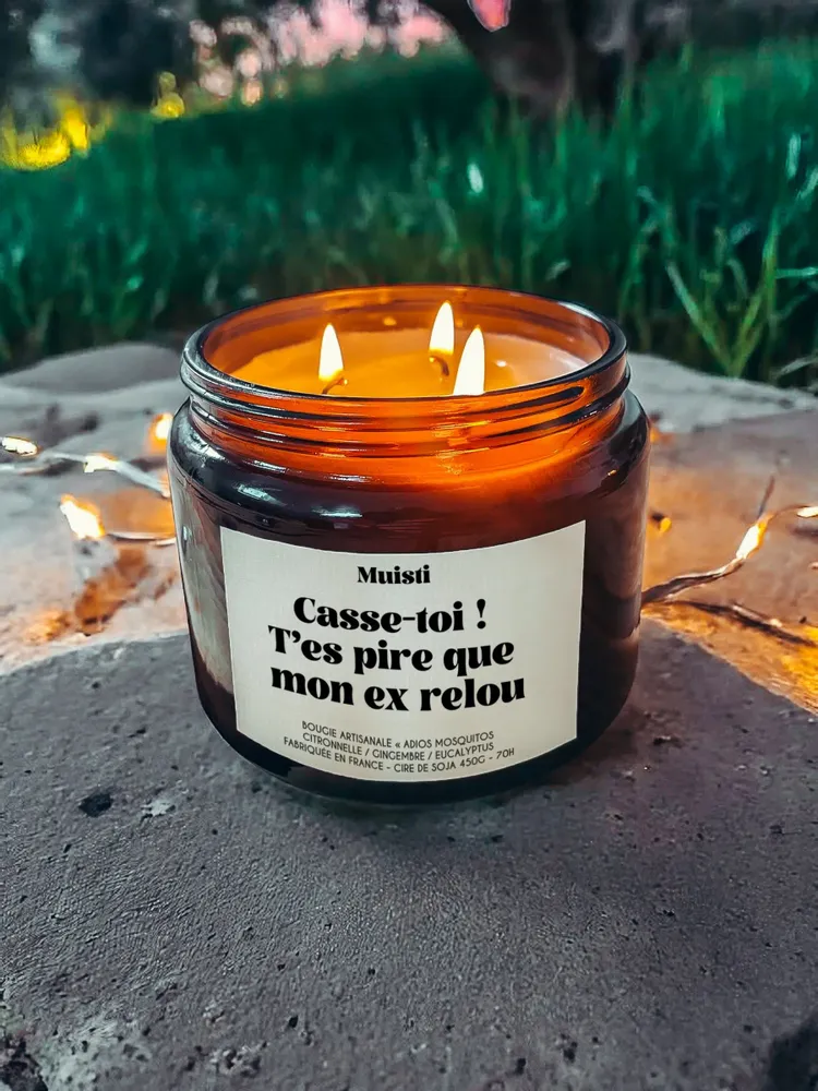 Objets de décoration - Bougie Anti-moustiques - Casse-toi ! T'es pire que mon ex relou – Citronnelle – 450g - MUISTI