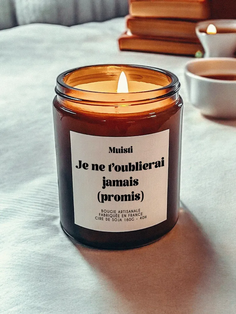 Objets de décoration - Bougie Parfumée - Je t'oublierai jamais (promis) - Musc blanc – 160g - MUISTI