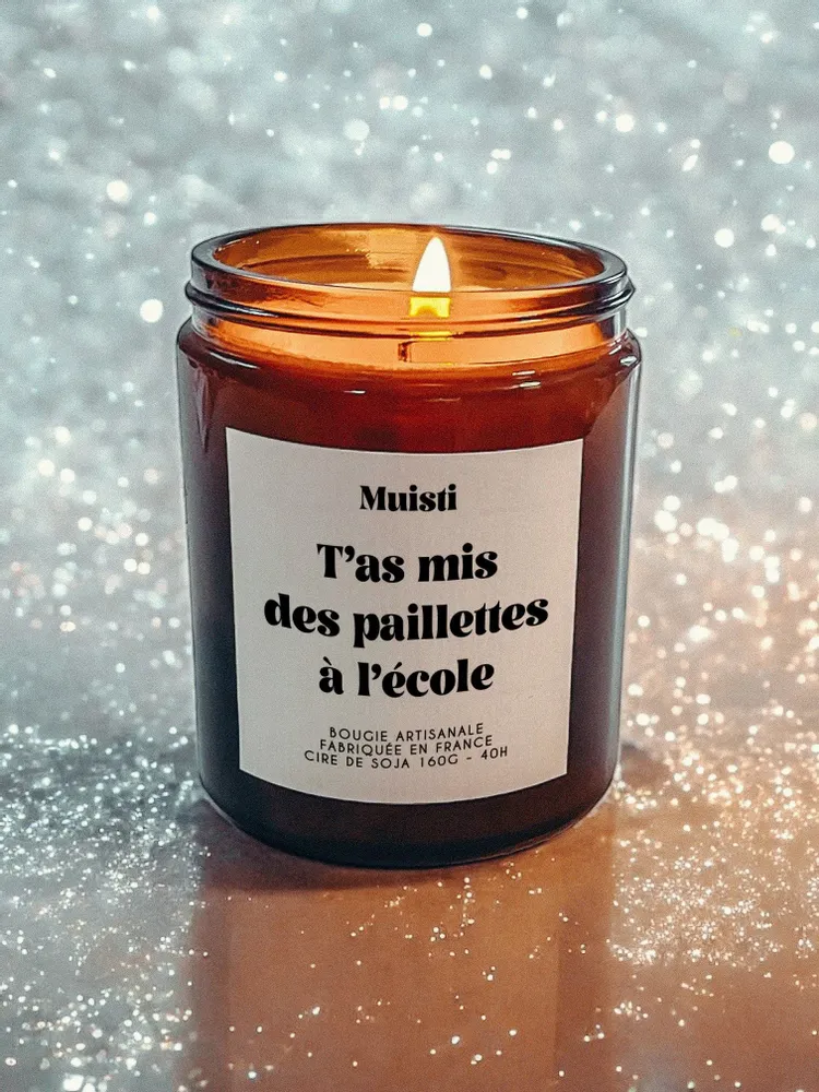 Decorative objects - Scented Candle - You Put Glitter on School - White Musk - 160g - MUISTI