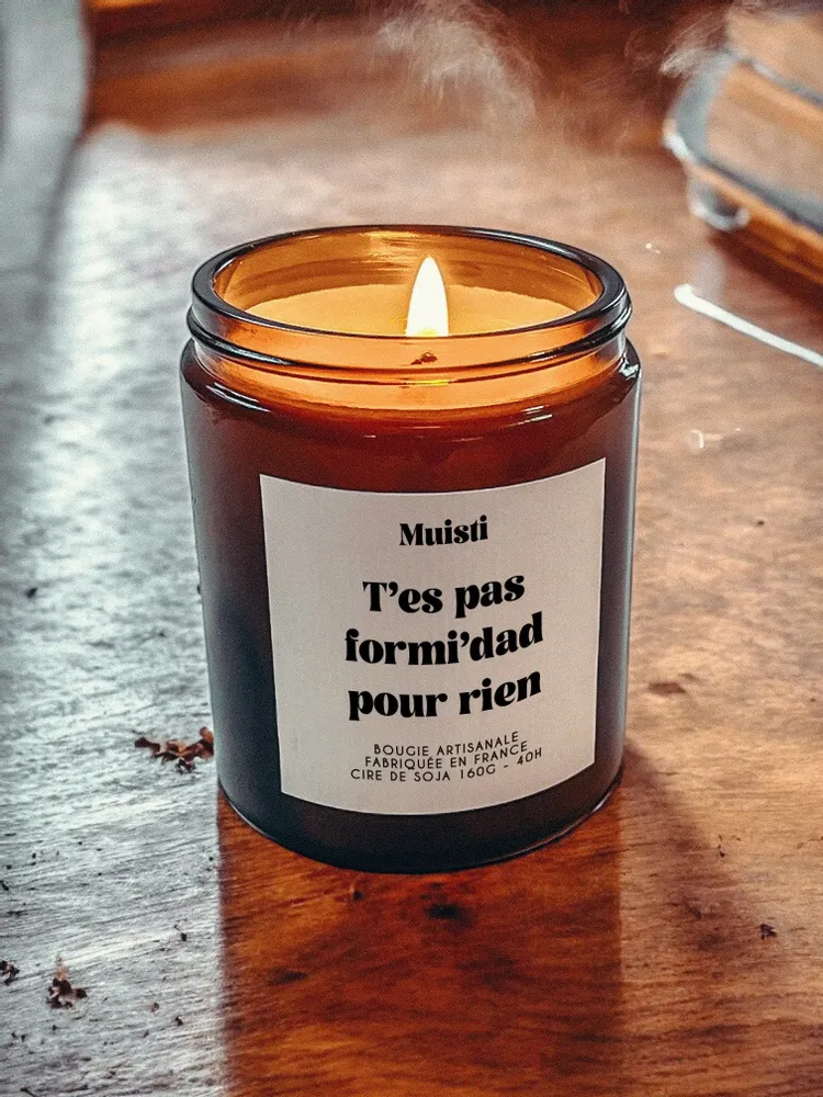 Objets de décoration - Bougie Parfumée - T'es pas formi'dad pour rien - Musc blanc – 160g - MUISTI