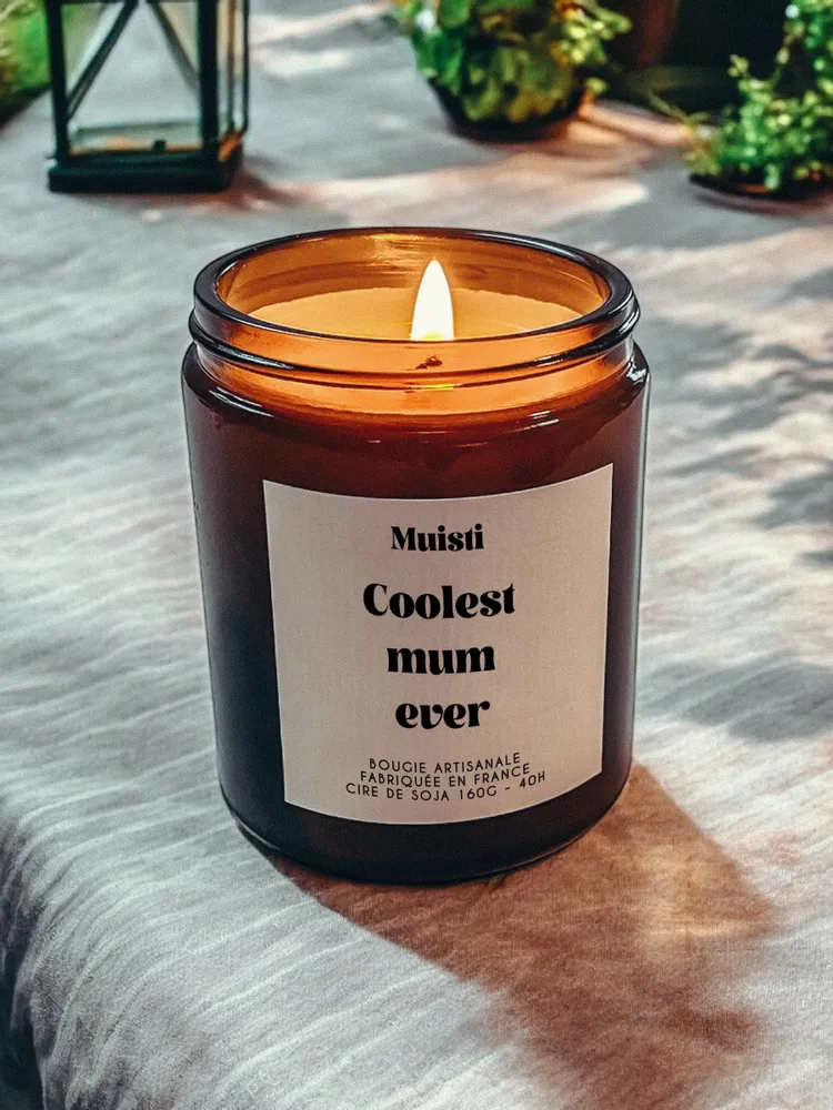 Objets de décoration - Bougie Parfumée - Coolest Mum Ever - Musc blanc – 160g - MUISTI