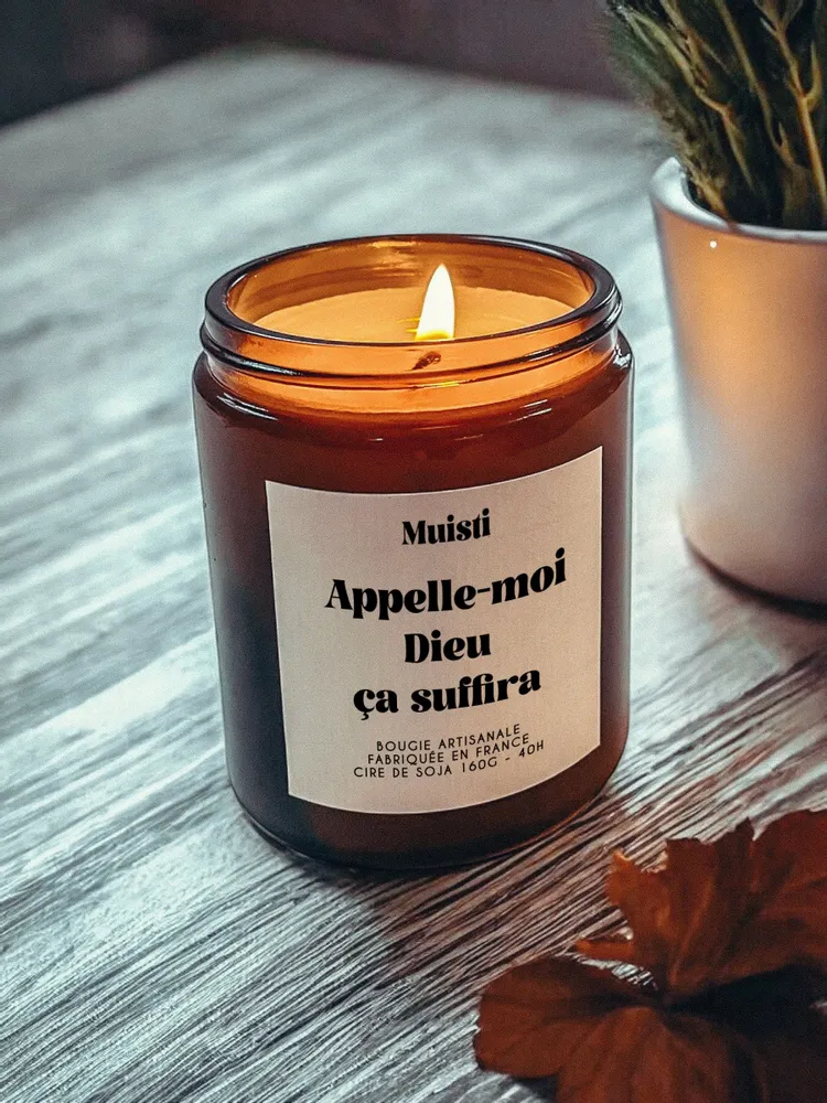 Objets de décoration - Bougie Parfumée - Appelle-moi Dieu ça suffira - Musc blanc – 160g - MUISTI