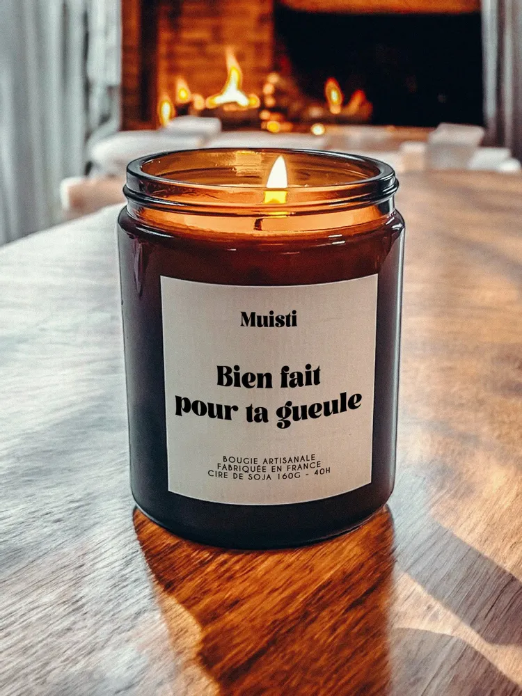 Objets de décoration - Bougie Parfumée - Bien fait pour ta gueule - Musc blanc – 160g - MUISTI