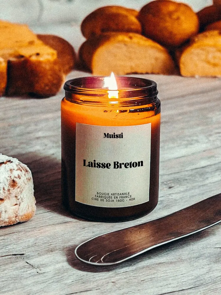Objets de décoration - Bougie Parfumée - Laisse breton - Musc blanc – 160g - MUISTI