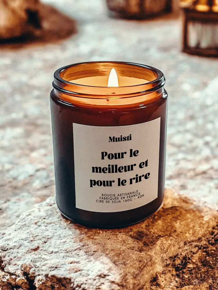 Objets de décoration - Bougie Parfumée - Pour le meilleur et pour le rire - Musc blanc – 160g - MUISTI