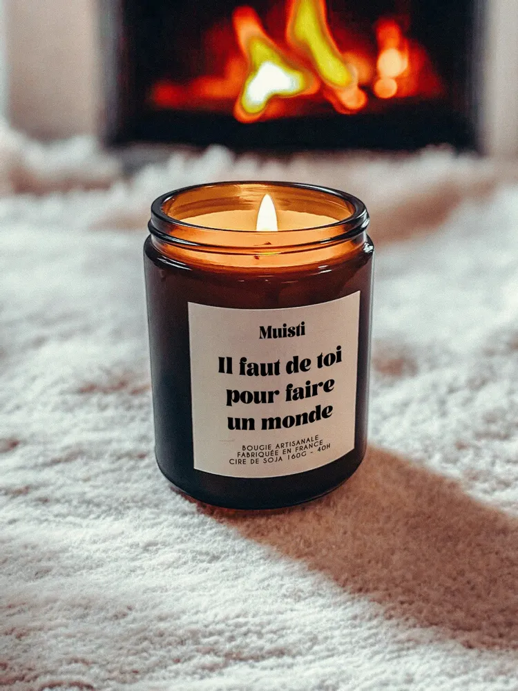 Objets de décoration - Bougie Parfumée - Il faut de toi pour faire un monde - Musc blanc – 160g - MUISTI