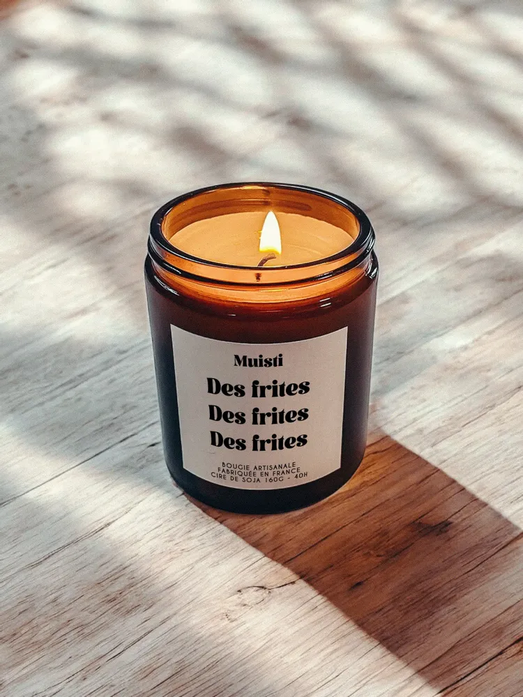 Objets de décoration - Bougie Parfumée - Des frites, Des frites, Des frites - Musc blanc – 160g - MUISTI
