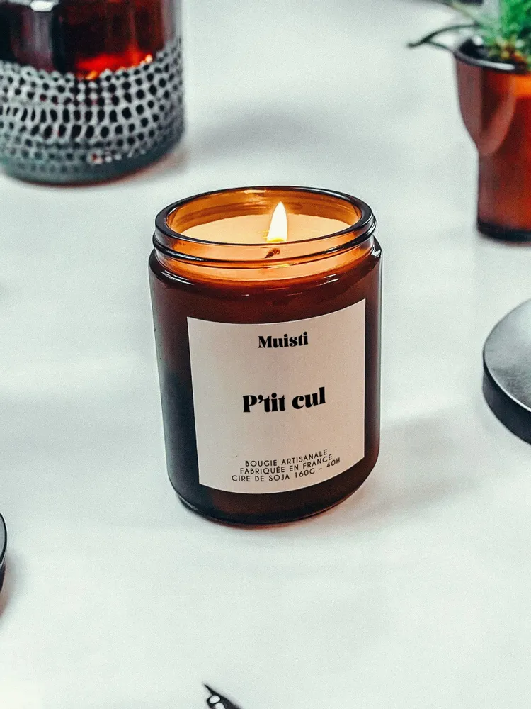 Objets de décoration - Bougie Parfumée - P'tit cul - Musc blanc – 160g - MUISTI