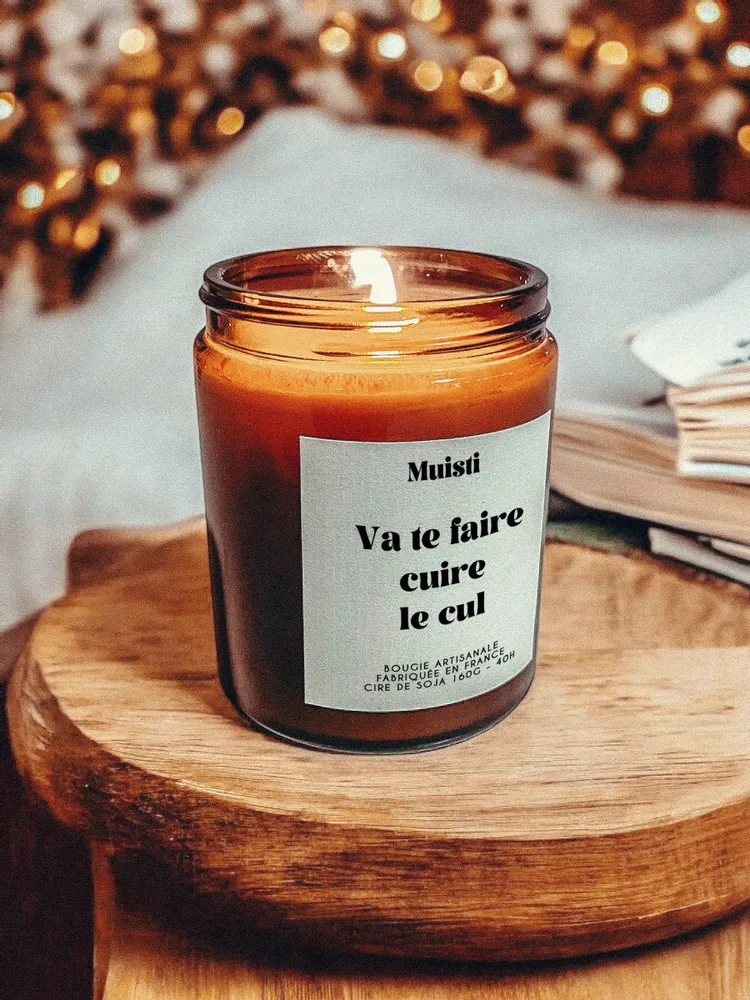 Objets de décoration - Bougie Parfumée - Va te faire cuire le cul - Musc blanc – 160g - MUISTI