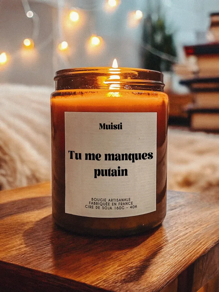 Objets de décoration - Bougie Parfumée - Tu me manques putain - Musc blanc – 160g - MUISTI