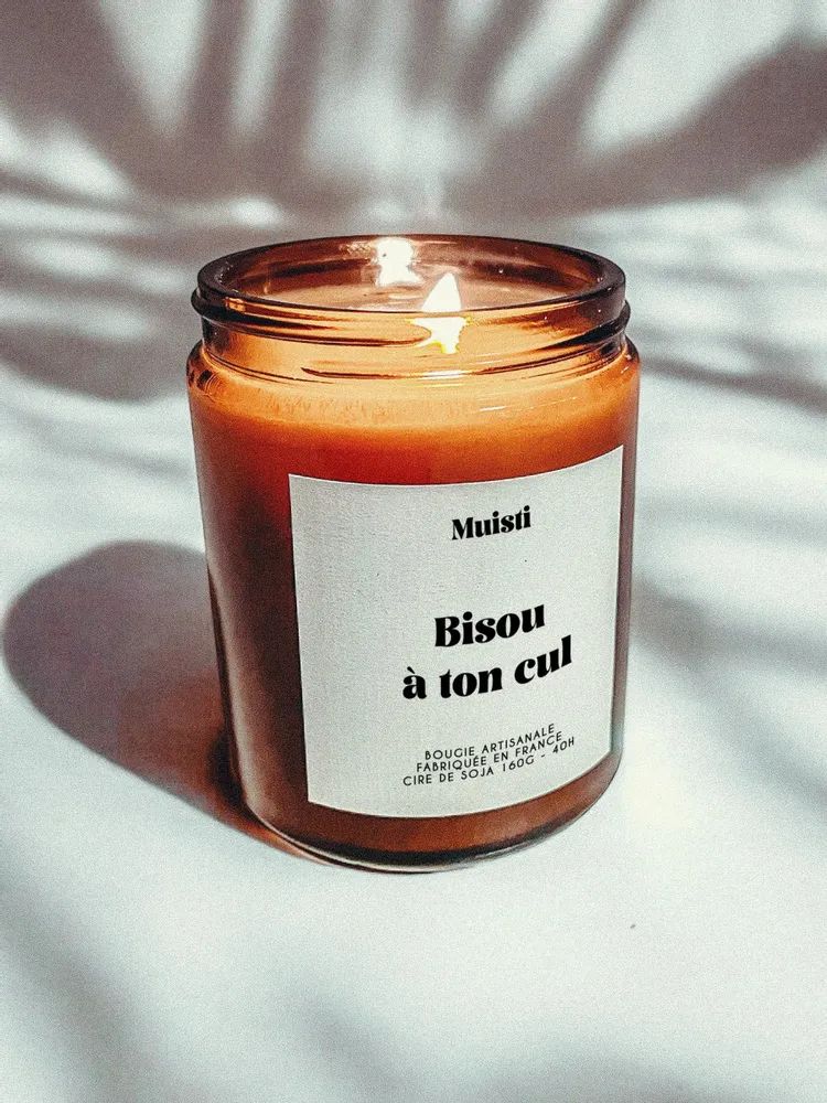 Objets de décoration - Bougie Parfumée - Bisou à ton cul - Musc blanc – 160g - MUISTI