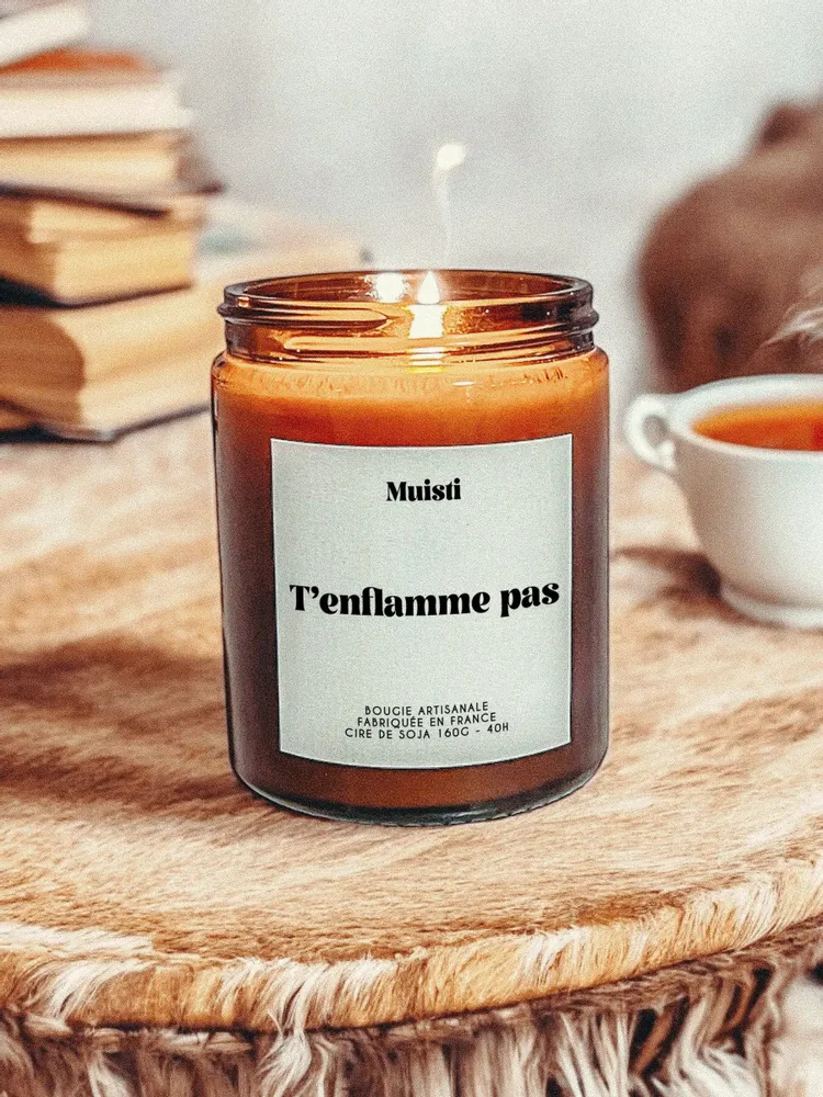 Objets de décoration - Bougie Parfumée - T'enflamme pas - Musc blanc – 160g - MUISTI
